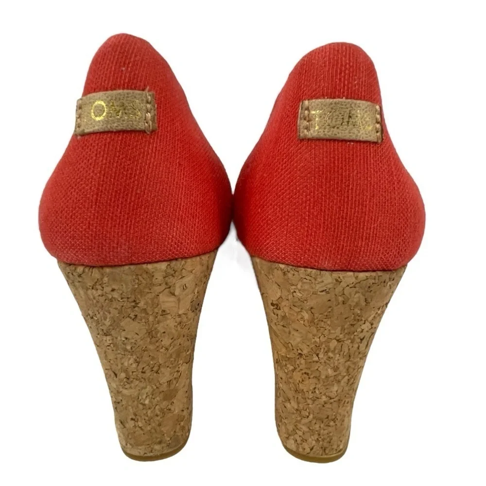 Toms Michelle Slubby Woven Organic Cotton Wedge in Paprika Fresh Flirty - Sz 10